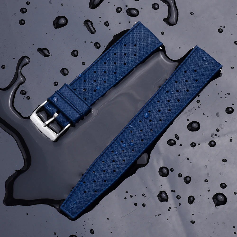 High Quality FKM Tropical Strap 20mm 22mm For Omega/Tudor/Seiko Diving Watches New Quick Release Fluororubber Rubber Watch Band