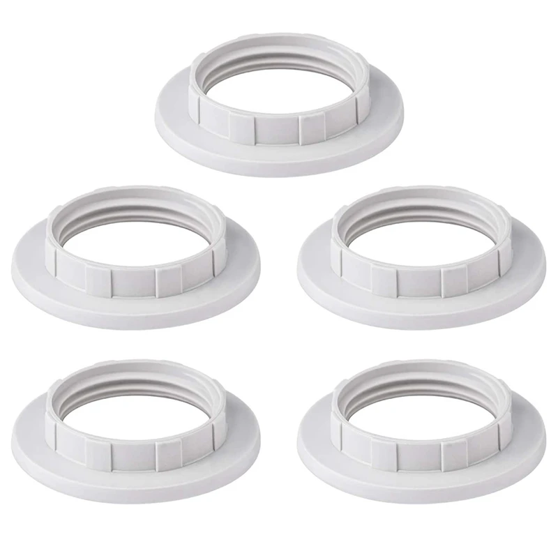

5 шт. кольцо-редуктор для лампы E27, конвертер для держателя лампы, витое пластиковое кольцо для стиральной машины, бежево-белое