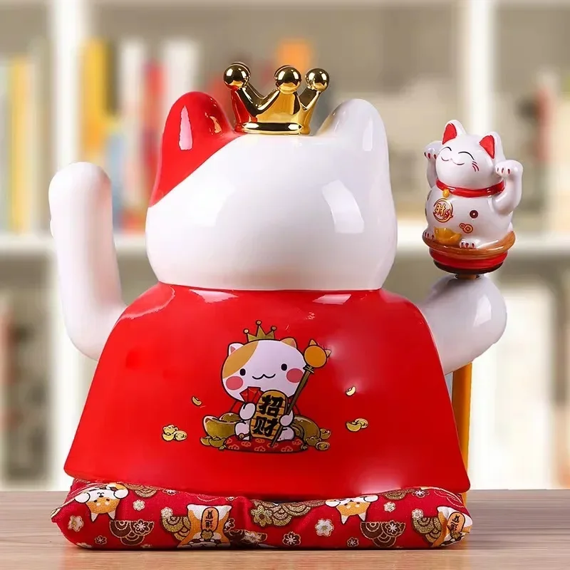 9 5-дюймовый керамический орнамент Beckoning Cat Maneki Neko украшение фэн-шуй качели Lucky Fortune