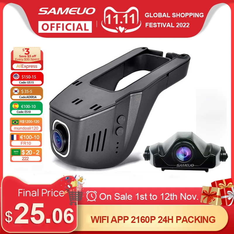 Sameuo Hidden Car Dvr Dash cam Wifi Front and Rear Camera 4K 2160P 1080P loop record APP control record the driving process Sameuo Hidden Car Dvr Dash cam Wifi Front and Rear Camera 4K 2160P 1080P loop record APP control record the driving process