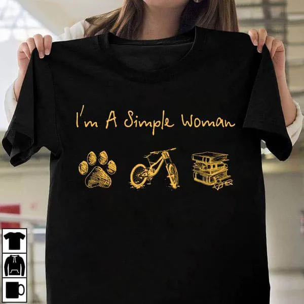 

I'm A Simple Woman, Dog Lover, Cycling Lover, Book Lover-Unisex T-shirt