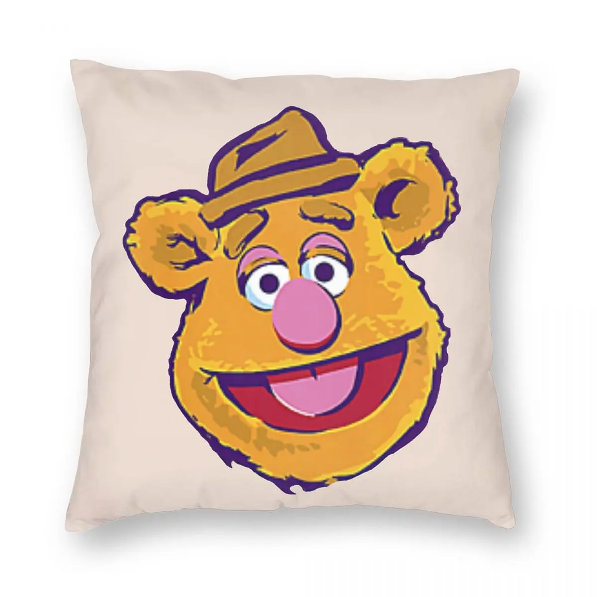 Квадратная наволочка Fozzie с изображением медведя из полиэстера и льна