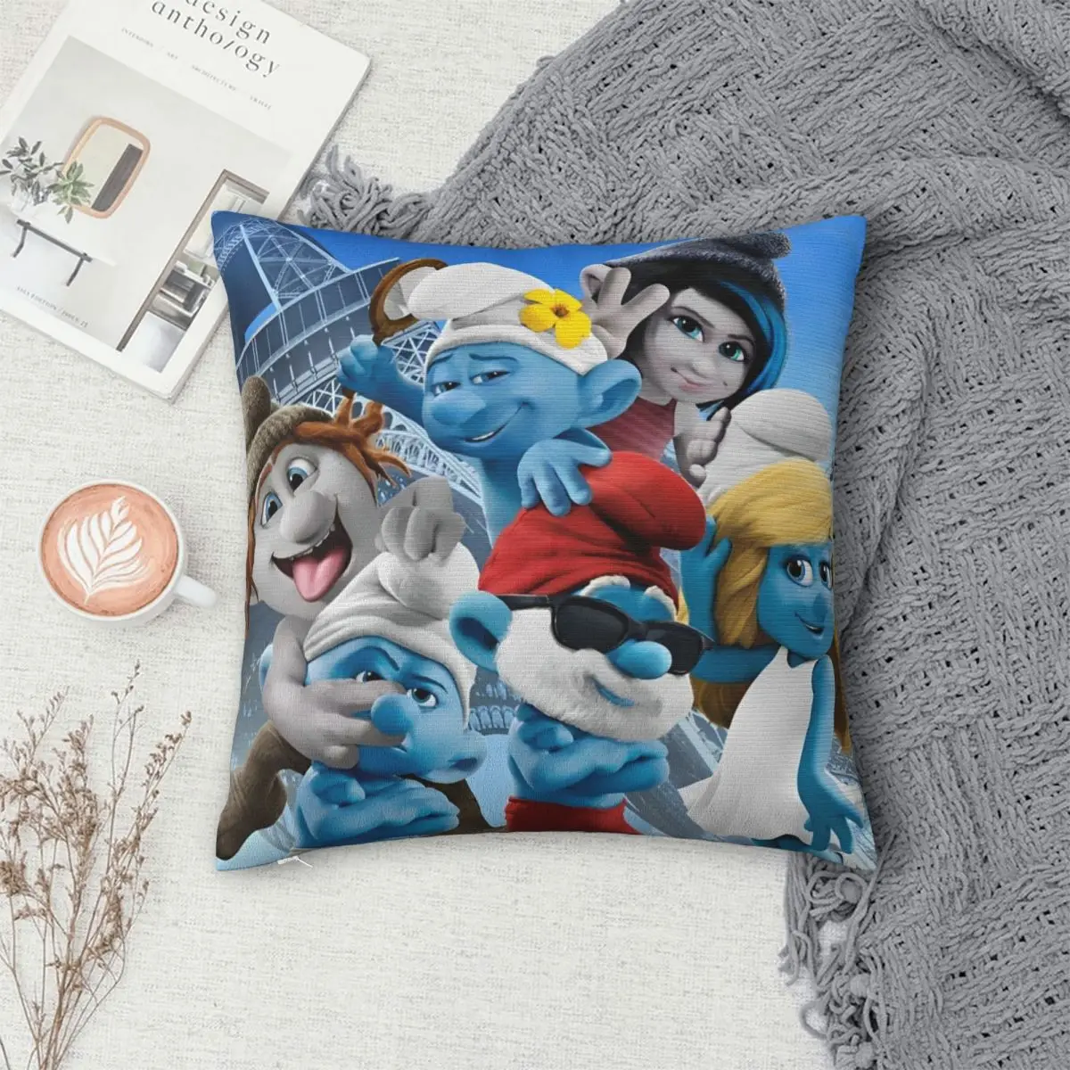 Schtroumpf Kawaii мультфильм аниме наволочки полиэстер автомобиль S-Smurfs наволочка