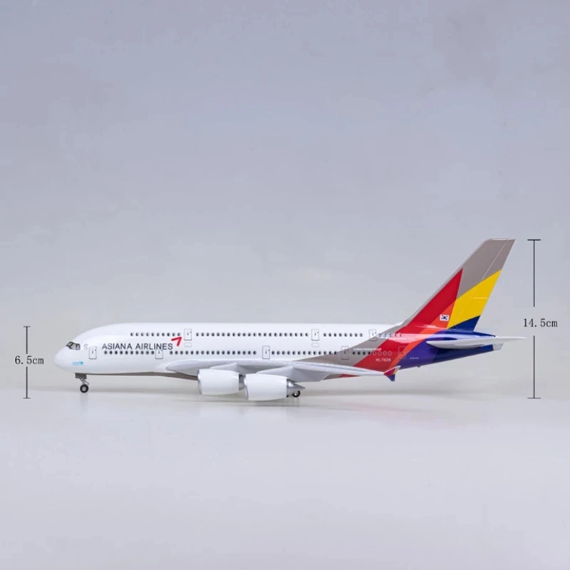 46 см масштаб 1/160 A380 корейский самолет ASIANA модель авиакомпании W светодиодный