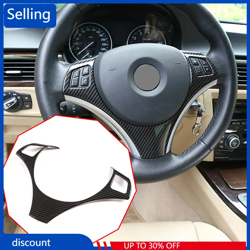 

For BMW E90 3 Series 2005-2012 For BMW E87 1 Series 2004-2011 Carbon Fiber ABS Car Steering Wheel Button Decoration Frame Trim