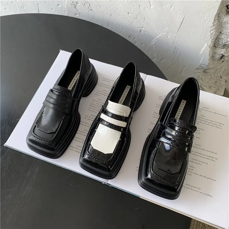 

Shoes Womens Sneakers Platform Colorful Roses Slip-on 2022 Thick Sole Fashion Casual PU Loafers Square Toe Lace-Up Solid Rome Re