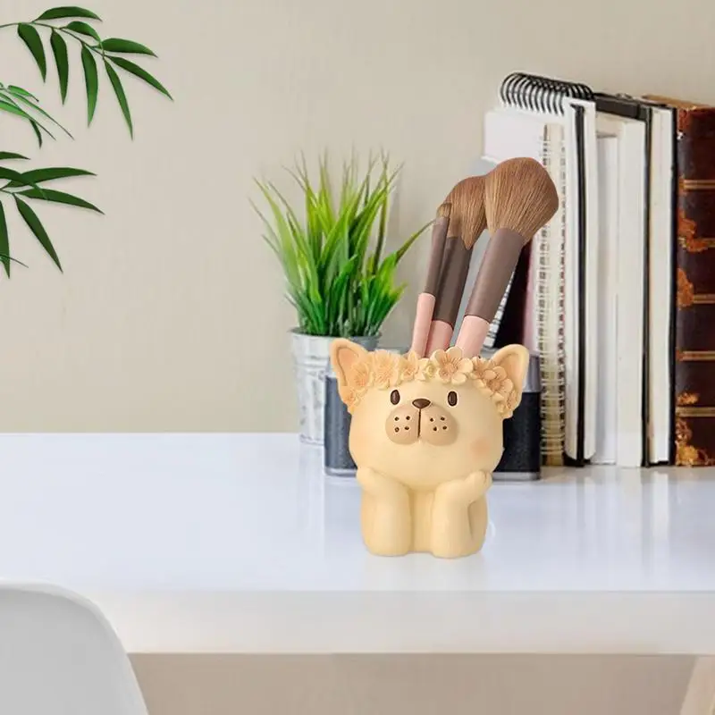 

Flower Pots Unique Animal Flower Pot For Indoor Dog Planters Pots Plants Resin Head Planter Pen Pencil Brush Holder