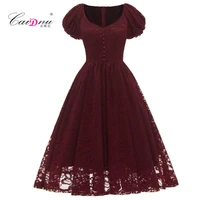 2022 spring new womens puffy sleeve single row button large pendulum lace dress dresses for weddings as a gust