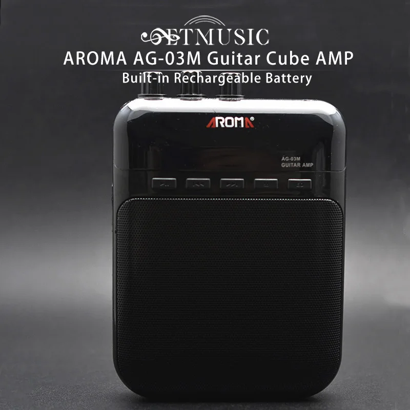 

AROMA AG-03M Guitar Cube AMP 5W Amplifier Output Built-in Rechargeable Battery Black