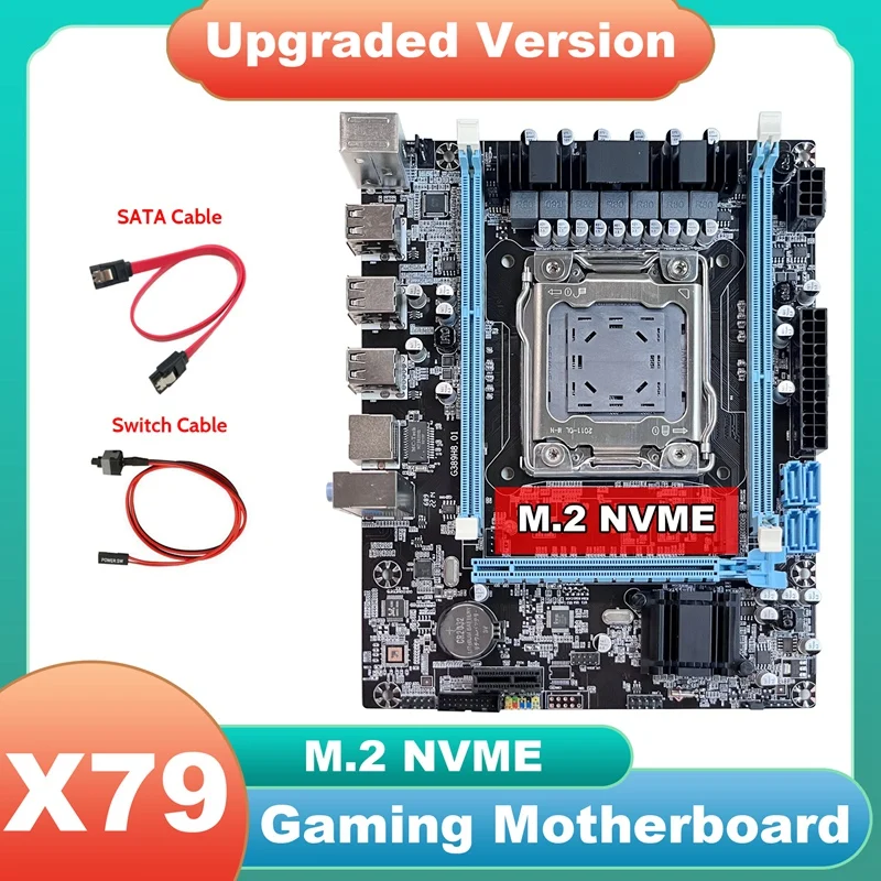 

X79 Motherboard V389+SATA Cable+Switch Cable M.2 NVME LGA2011 DDR3 Support E5 2630 2660 2650V2 CPU For CF LOL PUBG