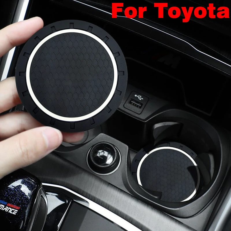 

2PCS Car Rubber Coasters Anti-slip Cup Mat Car Styling Accessories for Toyota Prius Avensis Rav4 Auris Yaris Verso Land Camry Et