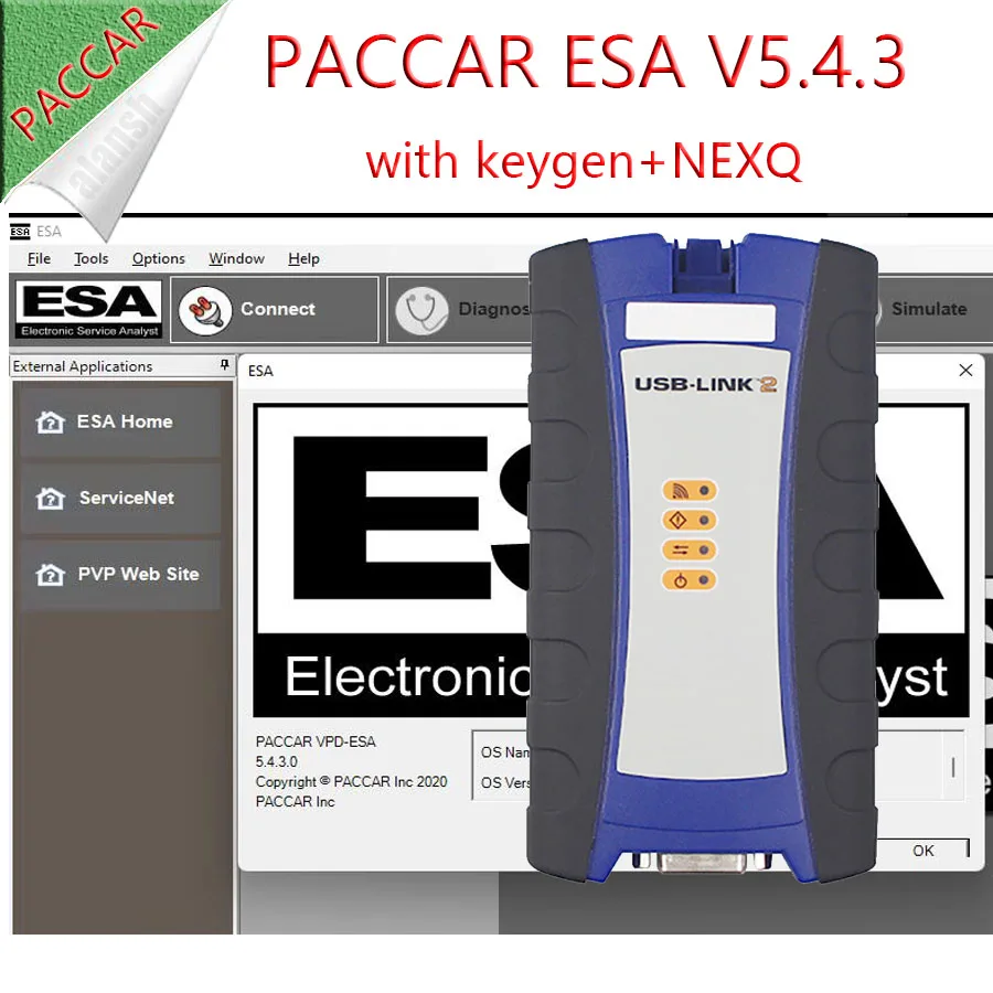 2021 Paccar ESA 5.4.3 электронный сервисный аналитик + генератор ключей для NEXIQ