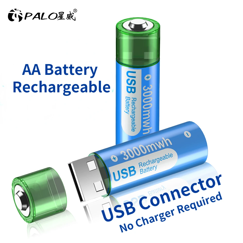 

Palo1.5V USB Rechargeable AA Li-ion Lithium Battery 3000mAh AA Usb Finger Batteries For Remote Control Mouse Electric Toy