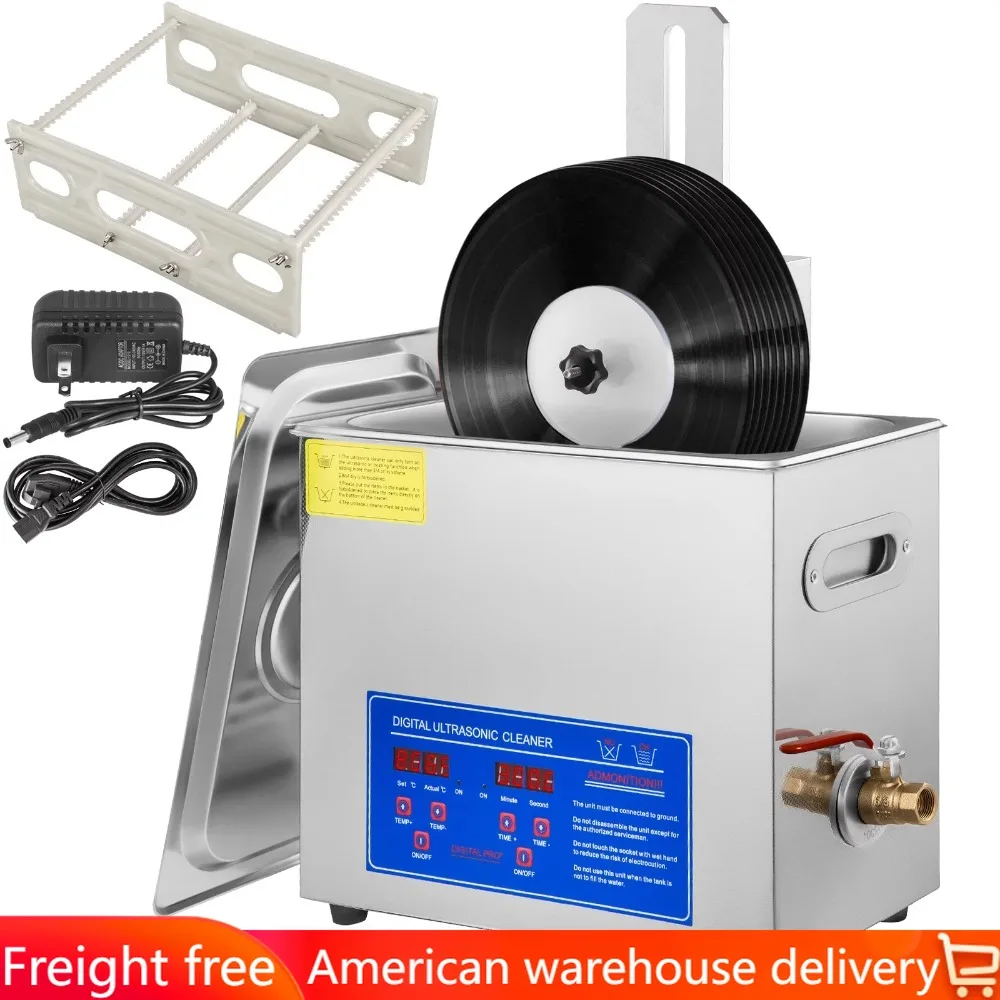 6L Ultrasonic Vinyl Record Cleaning Machine Complete Kit W/ Drying Rack Ultra Sonic Cleaner Washing Device Cleaners Appliances