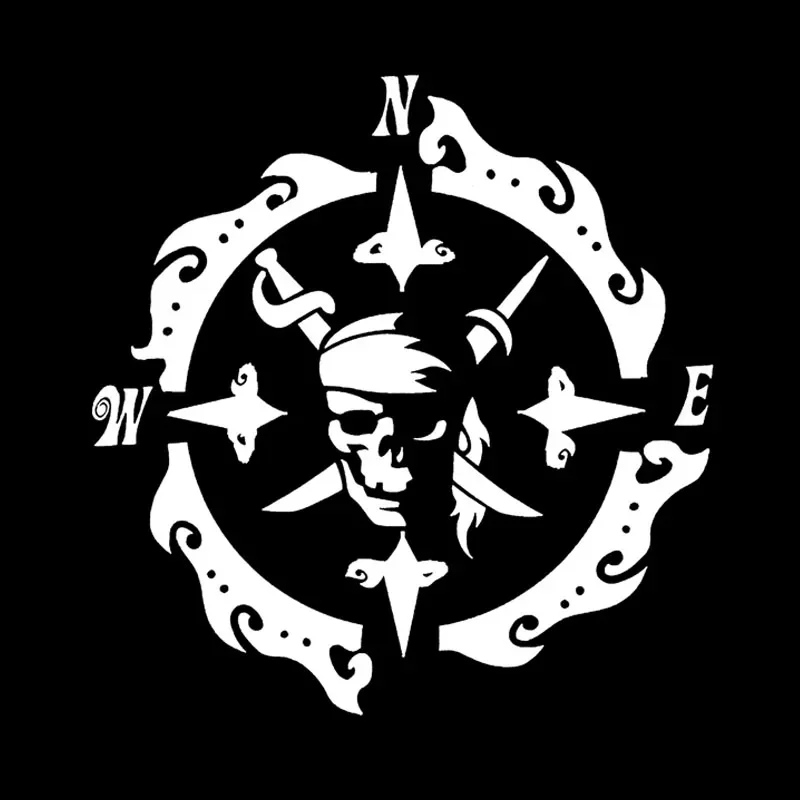 

Наклейки для автомобиля «Таинственный череп», компас, графический ПВХ, аксессуары для украшения автомобиля, водонепроницаемые черные/белые, 18 см * 17 см