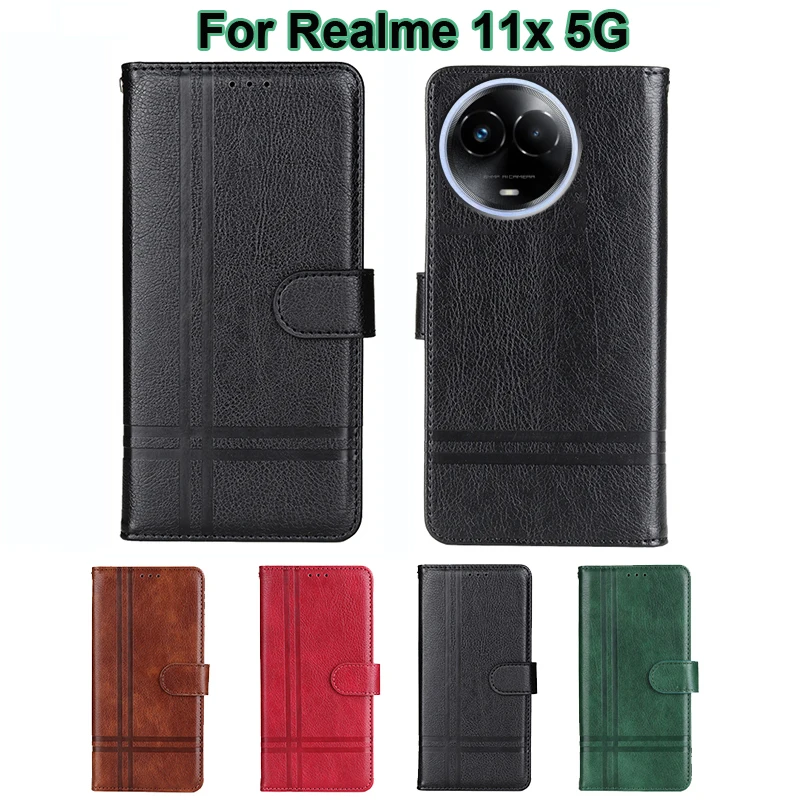 

For Fundas Realme 11x 5G чехол Magentic Book Stand Wallet Coque Flip Case for Capinha Realme 11 5G Global 6.72" Phone Cover Etui