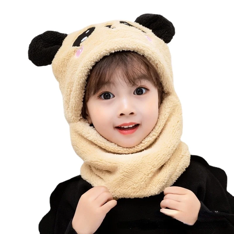 Cartoon Hat for Girls Boys Scarf Thicken Cap Newborn Photography Baby Stuff Winter Children Plus Fleece Kids Caps 1-18Years |