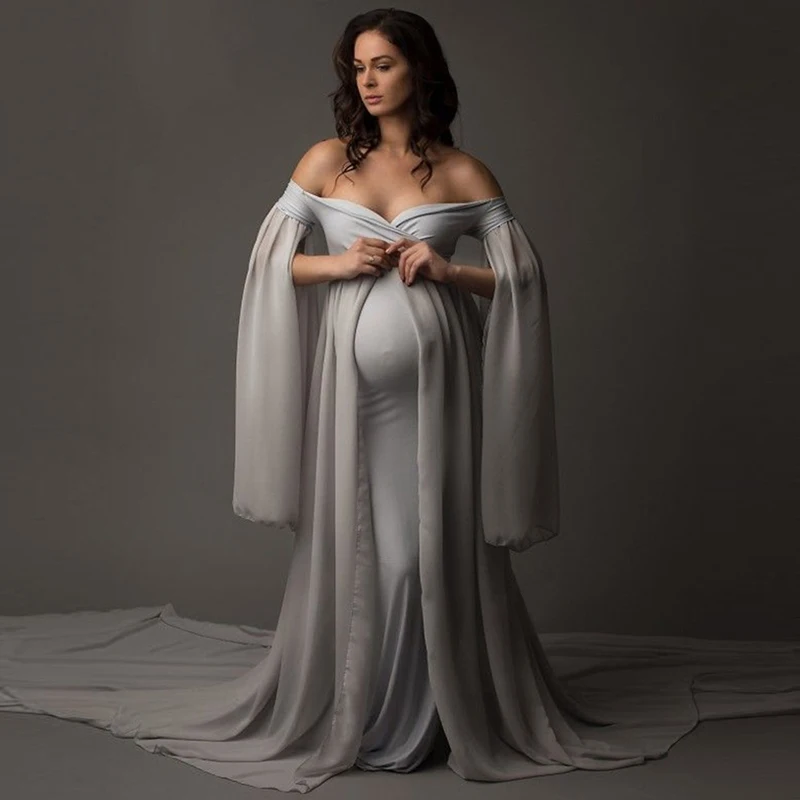 2022 платья на одно плечо для беременных Одежда женщин платье фотографий шифоновое