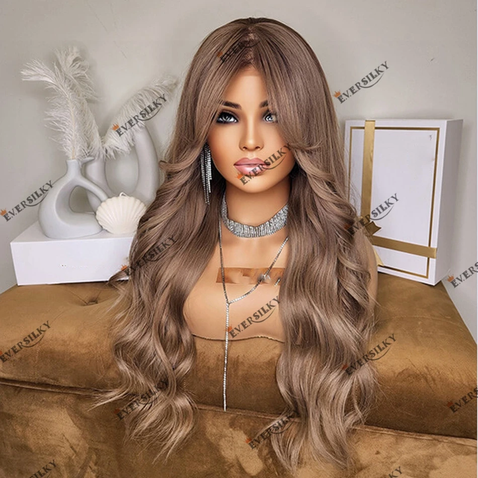Natural Wave Ash Blonde 100% Human Hair Lace Front Wig Pre Plucked Hairline Remy Brazilian Hair 13x6 Deep Part Transparent Lace