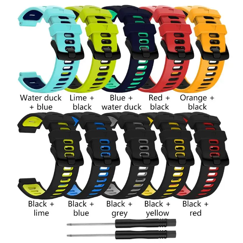 

F3MA Outdoor Bracelet Replacement Steel Buckle Silicone Strap For Garmin- Forerunner 735xt/220/230/235/620/630