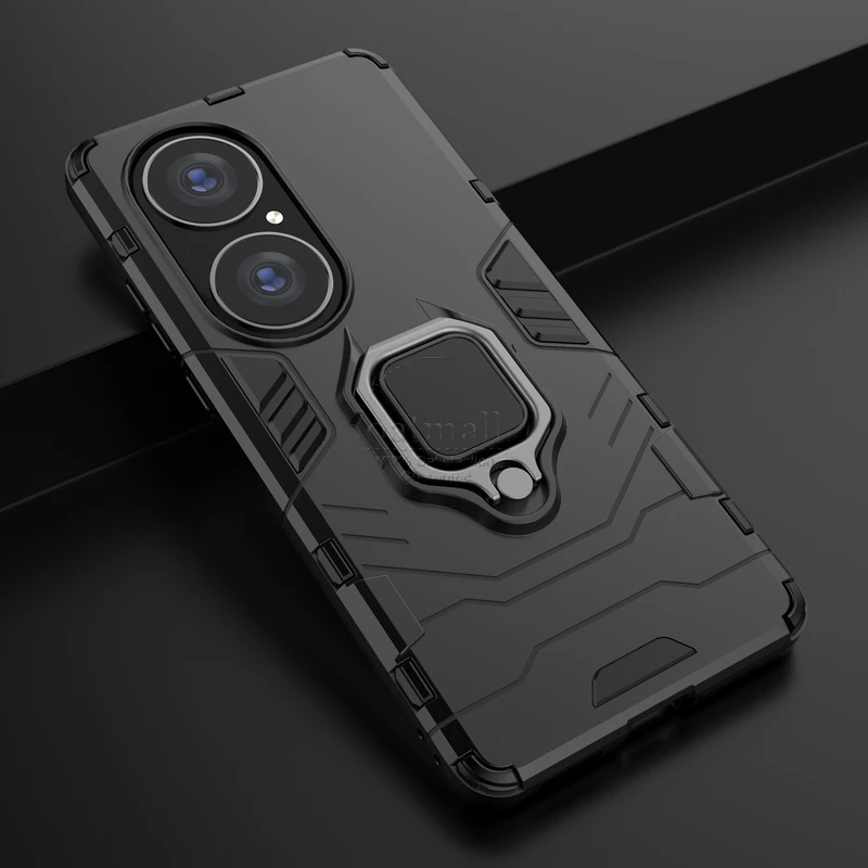 

2021 For Huawei P50 Pro Case Hybrid Rugged Armor Kickstand With Metal Finger Ring Shock Proof Cover For Huawei P50 Mobile Phone