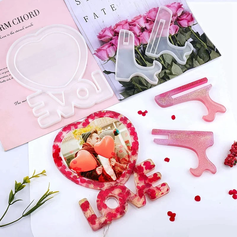 

Формы для фоторамок из эпоксидной смолы, формы в форме сердца и любовных слов, силиконовые формы для эпоксидной смолы для рукоделия, домашни...