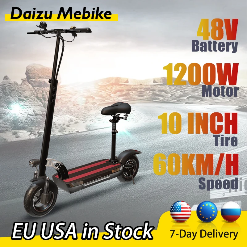 

E Scooter 10" Pneumatic Street Tires 1200W 48V 26AH X48 Electric Scooter Folding Design 60KM/H 3 Speed Modes 100KM Long Range