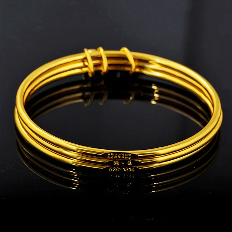 New Bracelet Women's Fine Sand Ring Fashion Style Versatile Vietnam Sha Jin Women's Three Ring Bracelet Does Not fade