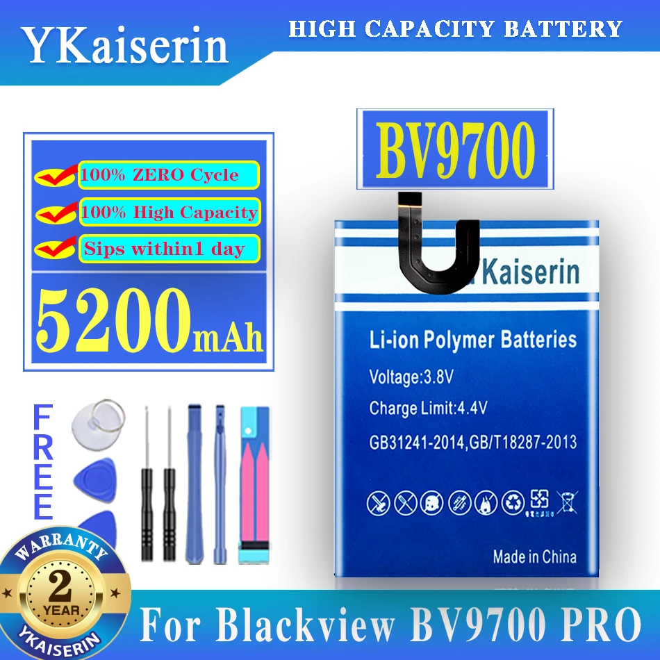 

YKaiserin BV9700 Battery For Blackview Bv9700 PRO Bv9700PRO Series 605872 5200mAh NEW High Quality Batteries + Free Tools