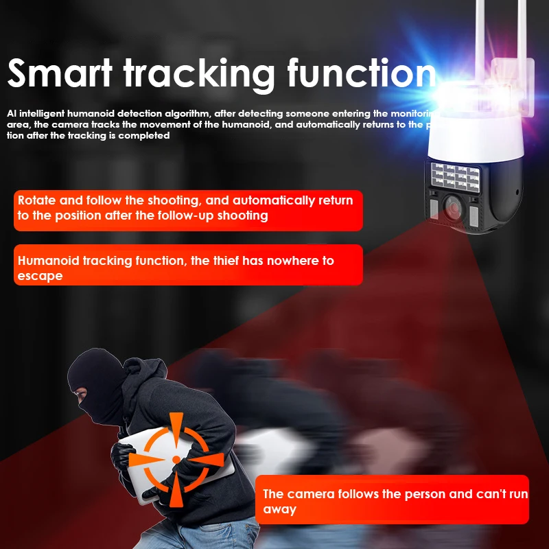 

5x Digital Zoom Ptz Ip Camera Waterproof Two-way Voice Intercom Secuirty Camera Ai Humanoid Tracking Surveillance Camera