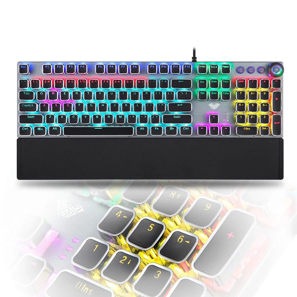 new gaming mechanical keyboard retro round glowing keycaps backlit usb wired 104 gaming keyboard anti ghosting for pc laptop free global shipping