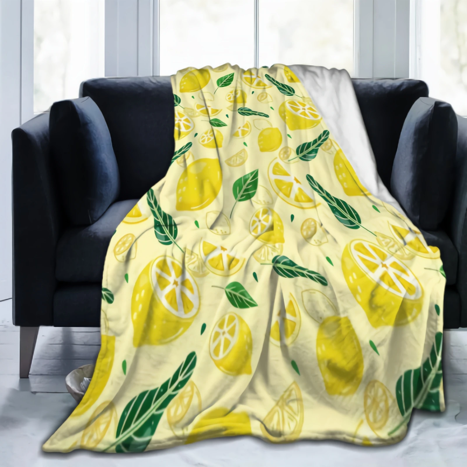

Delicious Lemon Plush Blanket Sherpa Fleece Blanket Fuzzy Throw Blankets for Crib Bed Couch Chair Living Room Travel 80x60 Inch