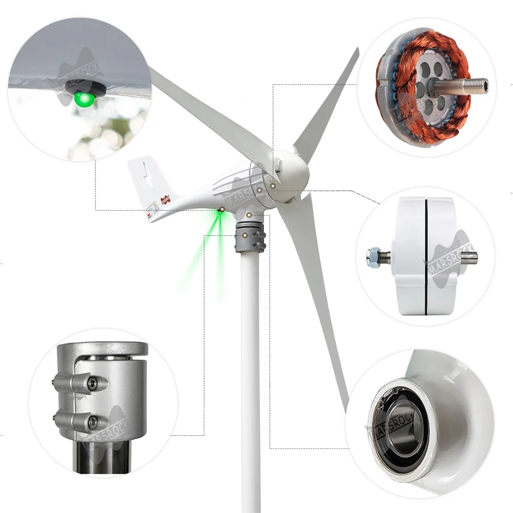3 5 лопастей 600 Вт 12 В 24 ветряной генератор с контроллером MPPT высокоэффективный