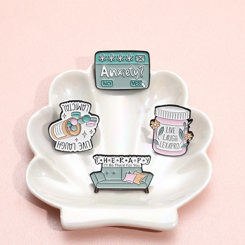 LIVE LAUGH LEXAPRO эмалированные булавки терапия тревоги антидепрессионные значки броши