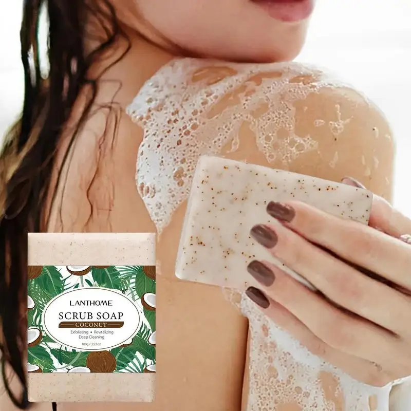 

Coconut Scrub Soap Deep Cleansing Revitalizing Soap Bar Shea Butter Exfoliating Face & Body Cleanser Reduce Dark Spots Skin Care