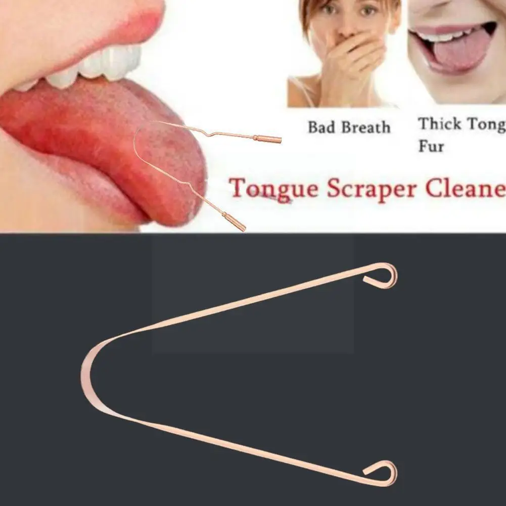 

1pcs Copper Tongue Scraper Fresh Breath Cleaning Coated Hygiene Cleaner Tools Toothbrush Brush Mouth Tongue Care A4Z6