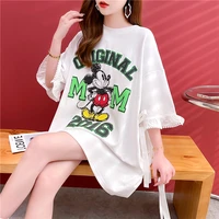 disney letter mickey mouse white oversize womens t shirt cotton half flare sleeve casual elegant t shirts for women summer new