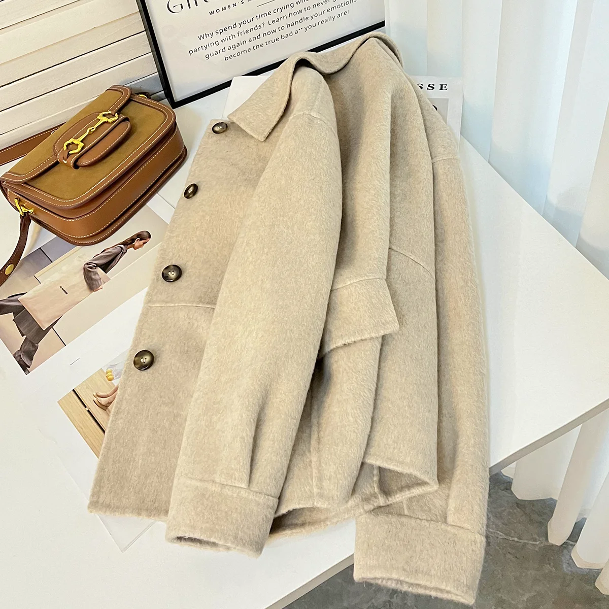 Греige популярная двусторонняя шерстяная куртка женское пальто новинка 2024 зимний
