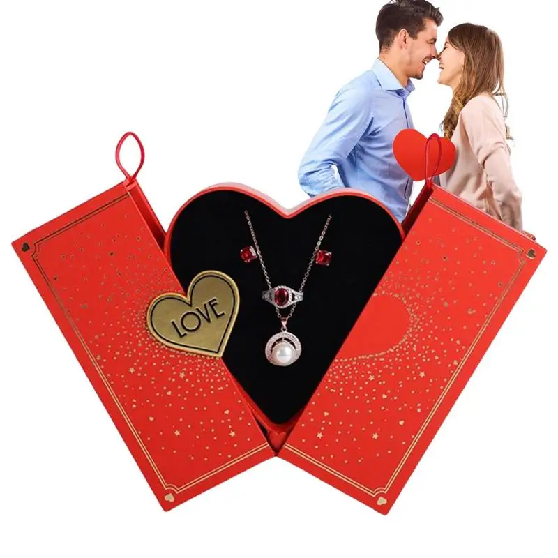Necklace Pendant Gift Box Heart Jewelry Gift Box Women Jewelry Box For Proposal Engagement Birthday Anniversar