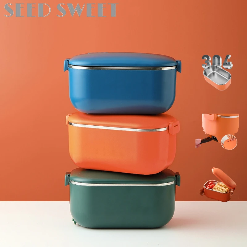 

Car Use Bento Electric Heating Lunch Box Stainless Steel No Water Injection Heated Food Warmer Storage Container Student Travel