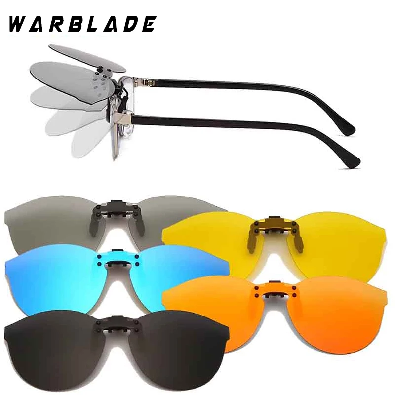 

WarBLade Mirror Oversized Polarized Clip On Sunglasses Women Men Rimless Driving Goggle Flip Up Lens Glasses Cover Eyewear UV400