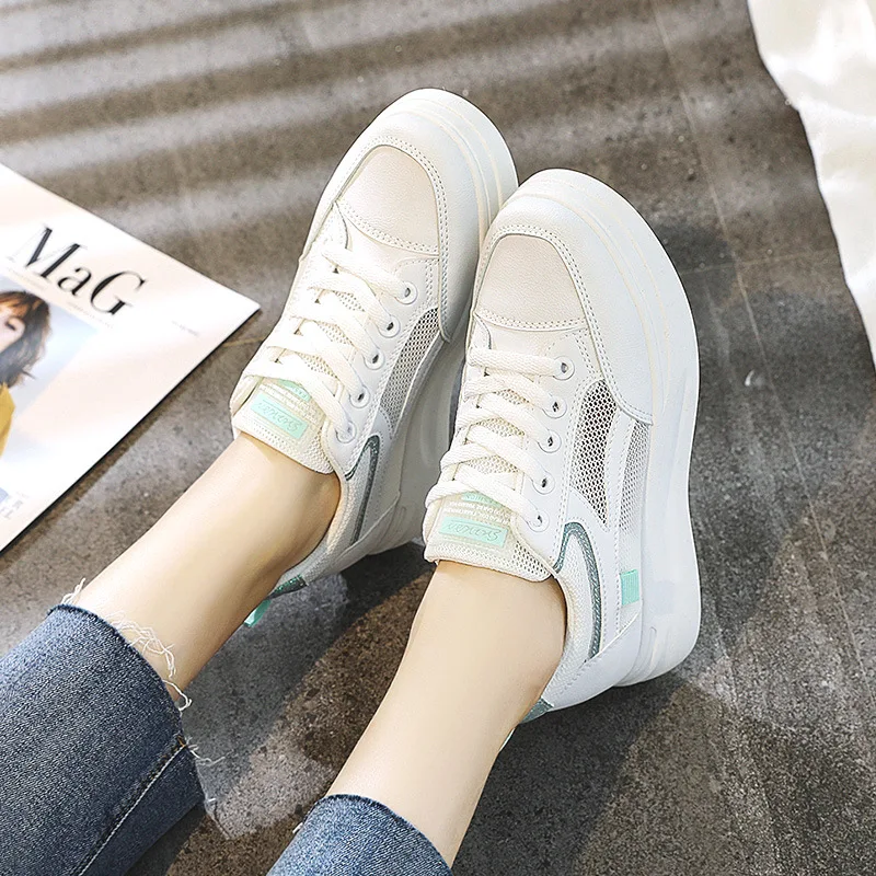 

Summer Sneakers Women Shoes 2022 Breathable Mesh Platform Shoe Casual Woman Board Shoe Lace-Up Zapatillas Mujer Chaussure Femme