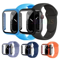 glasscasestrap for apple watch band 41mm 45mm 44mm 40mm 38mm 42mm screen protectors for apple iwatch series 7 6 se 5 3 4