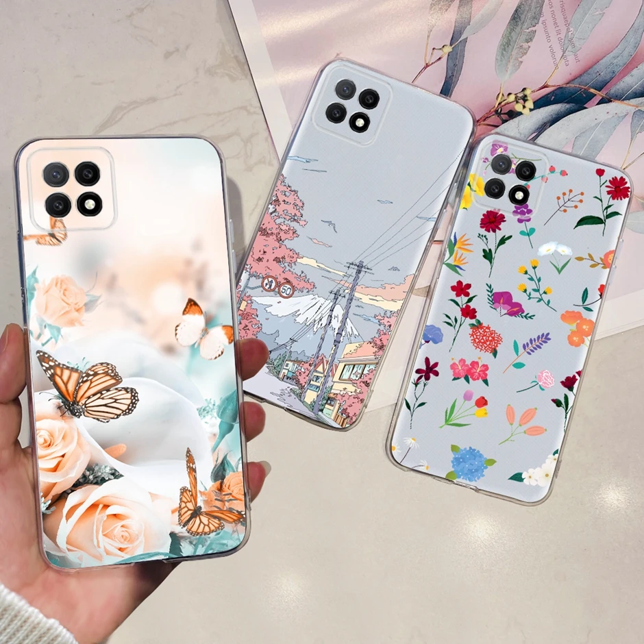 Чехол с цветочным рисунком для OPPO A72 чехол телефона Прозрачный бампер из ТПУ A53 A73 A