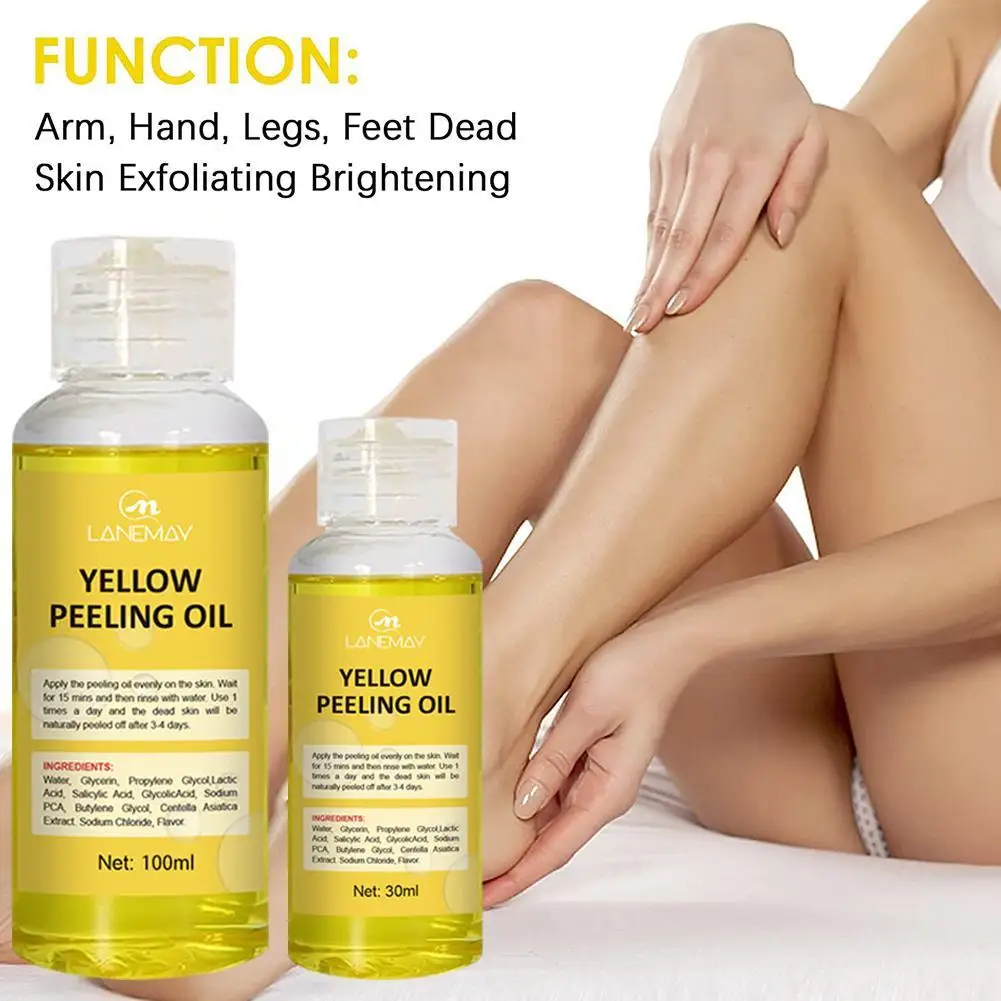 

30/100ml Yellow Peeling Oil Strong Yellow Peeling Oil Lighten Elbows Knees Hands Even Skin Tone And Whiten Skin