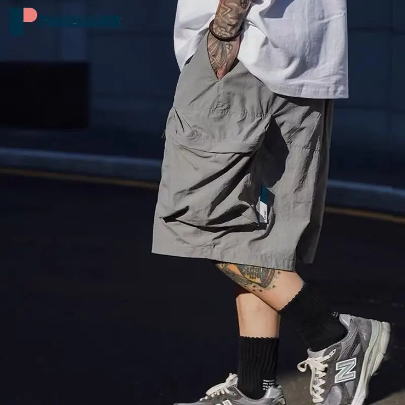 

Summer Quick Dry Shorts Men Loose Big Pocket Japanese Cargo Pants Men's Short Pant Fishing Sports Hip Hop Street Jogging Shorts