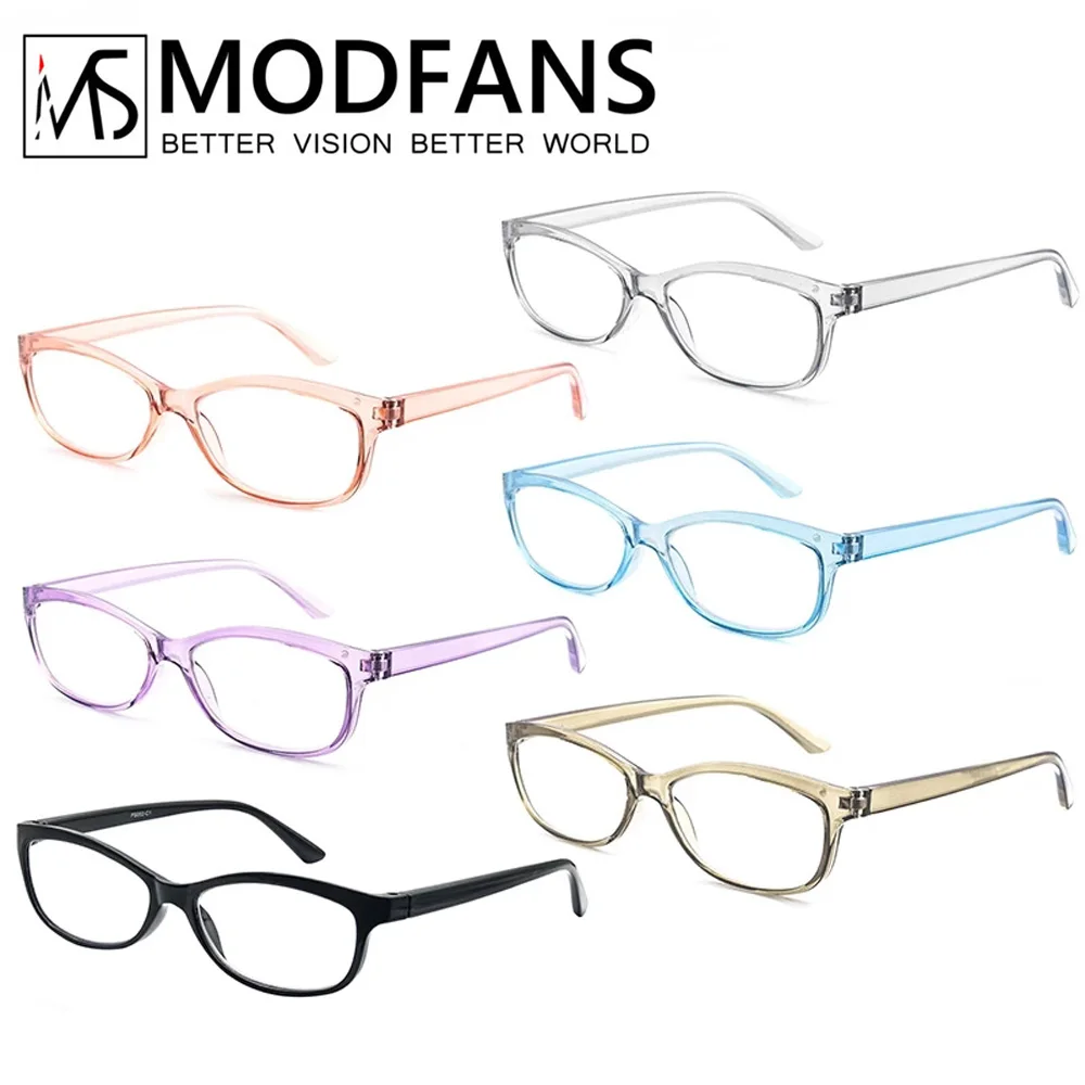 

MODFANS Women Reading Glasses Oval Solid Color Frame Hyperopia Presbyopia Readers Eyeglasses Withe Diopter
