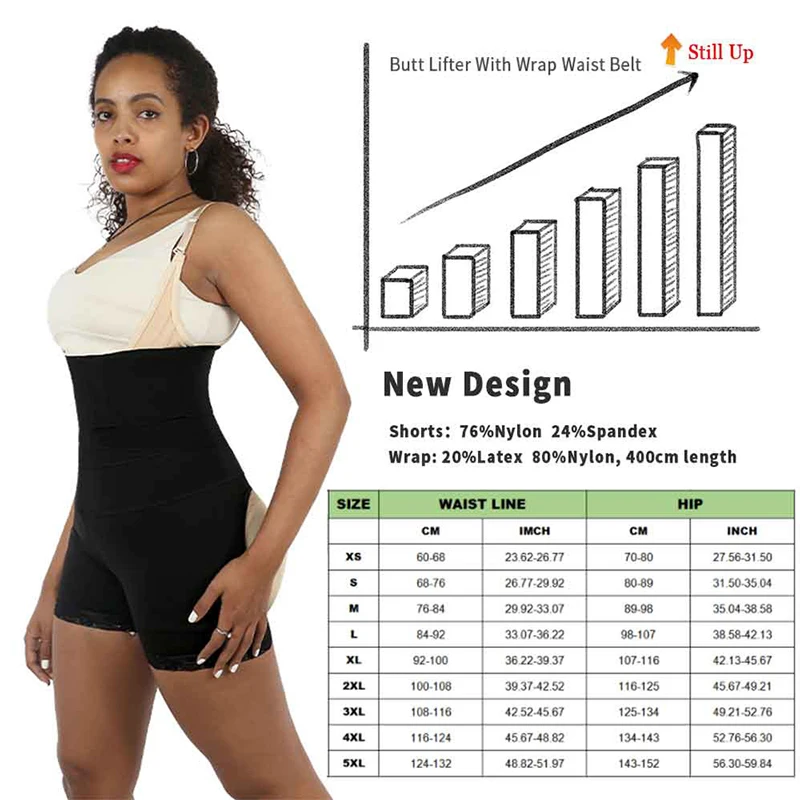 Butt Lifter Shaper With Waist Wrap Belt Belly Shaping Panties Tummy Control Hip Enhancer Shorts For Women Shapewear Plus Size