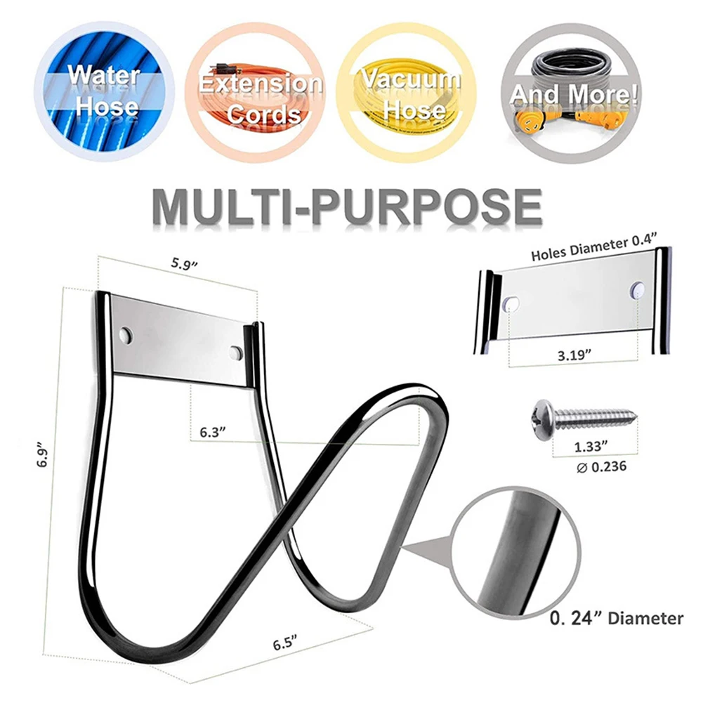 

0 Garden Hose Holder Stainless Steel Small Wall Mount Garden Hose Hook For Water Hose Ropes Extension Cords Hanger