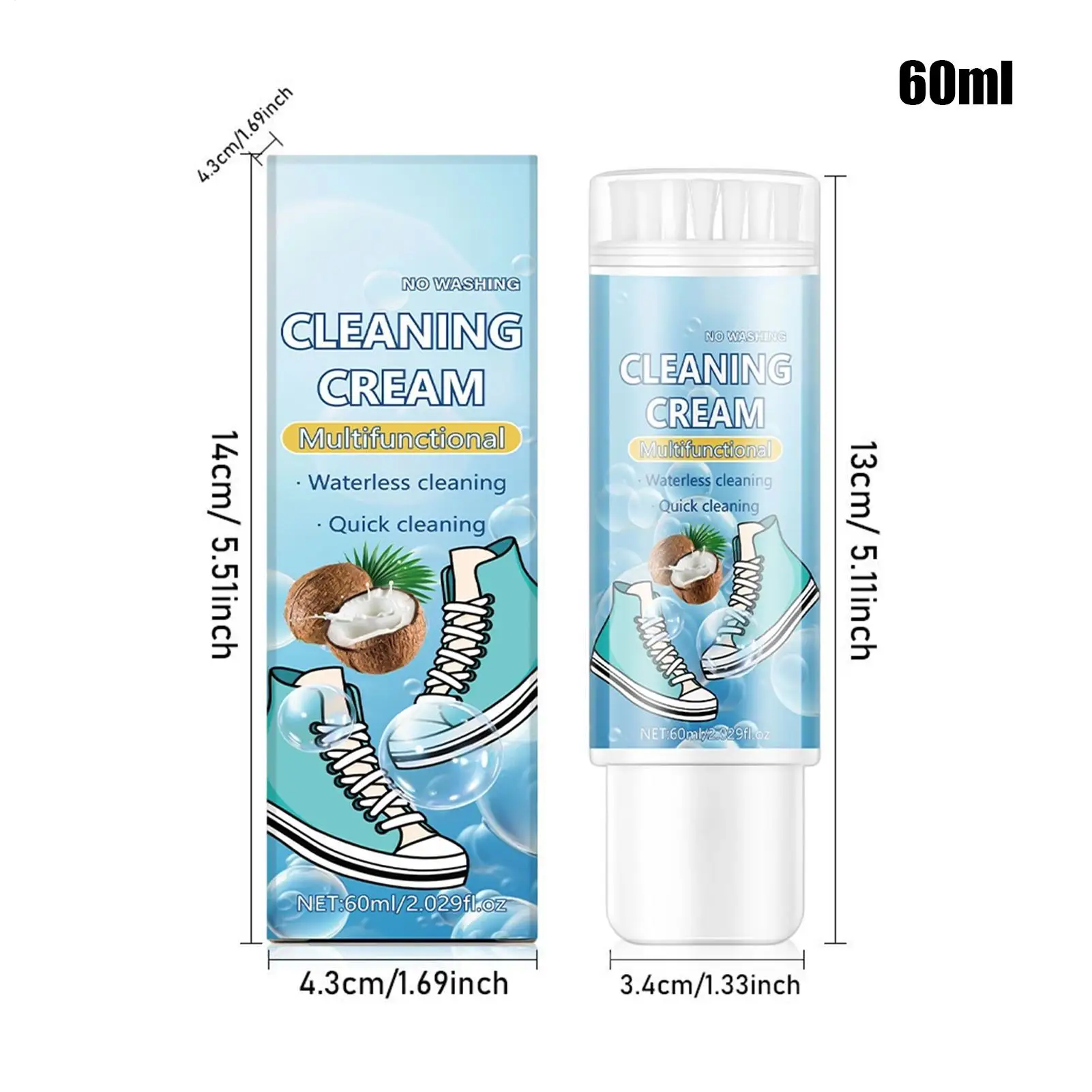 Пенка для глубокой очистки обуви Canvas Shoe Cleaner 60 мл, осветляющая, безводная, для кроссовок, теннисной обуви, ткани и кожи (art.: 3920dc80ffec6) - 3920dc80ffec6